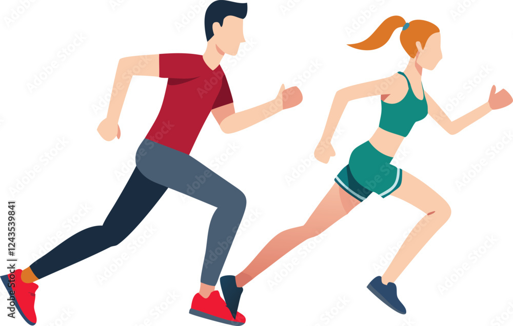 Fototapeta premium Active Couple Running Together, Representing Healthy Lifestyle