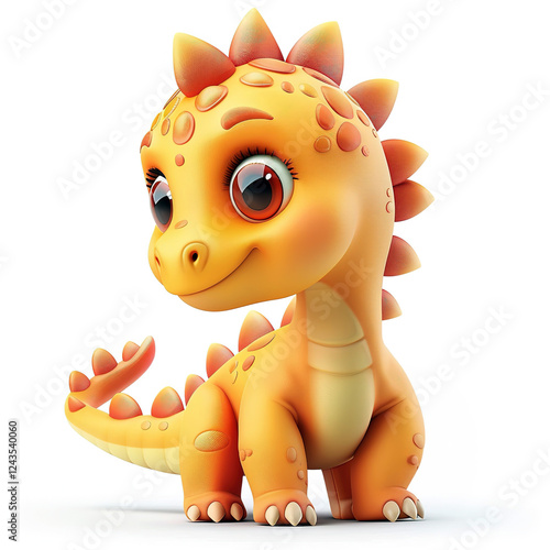 Fototapeta Naklejka Na Ścianę i Meble -  3d cute cartoon character dinosaur stegosaurus isolated on white