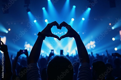Exciting Live Concert with Fans Forming a Heart Gesture – Idol Performance and Enthusiastic Music Lovers