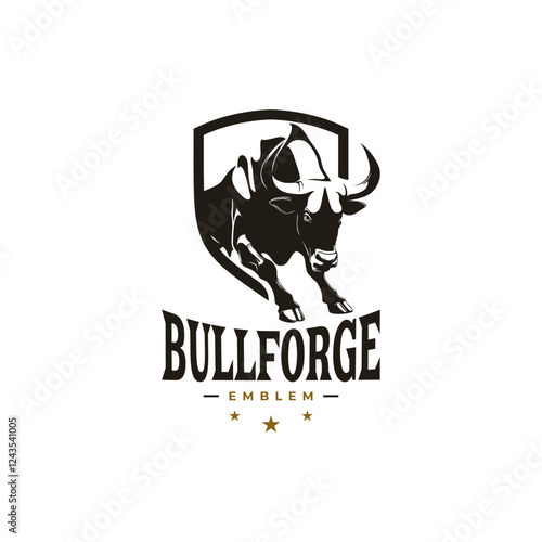 Free Download Aggressive bull logo - charging bull emblem, powerful black and white vector design - GFXLoad
