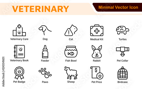 Veterinary Icon Set. A compassionate collection of icons designed for veterinary clinics and pet care services.