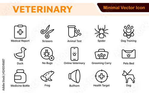 Veterinary Icon Set. A compassionate collection of icons designed for veterinary clinics and pet care services.