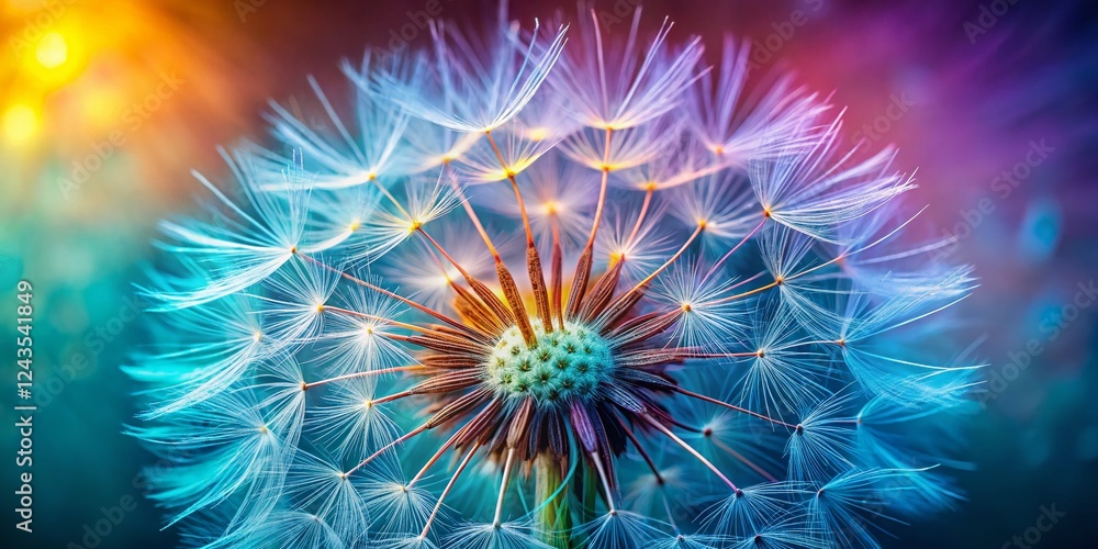 Obraz premium Macro Photography: Dandelion Seed Head Close-Up, Nature Detail, Fluffy Seeds, Spring Bloom, Botanical