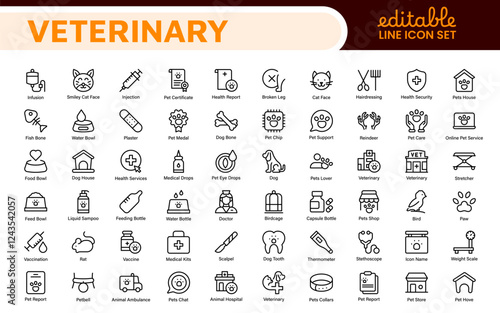 Veterinary Icon Set. A compassionate collection of icons designed for veterinary clinics and pet care services.