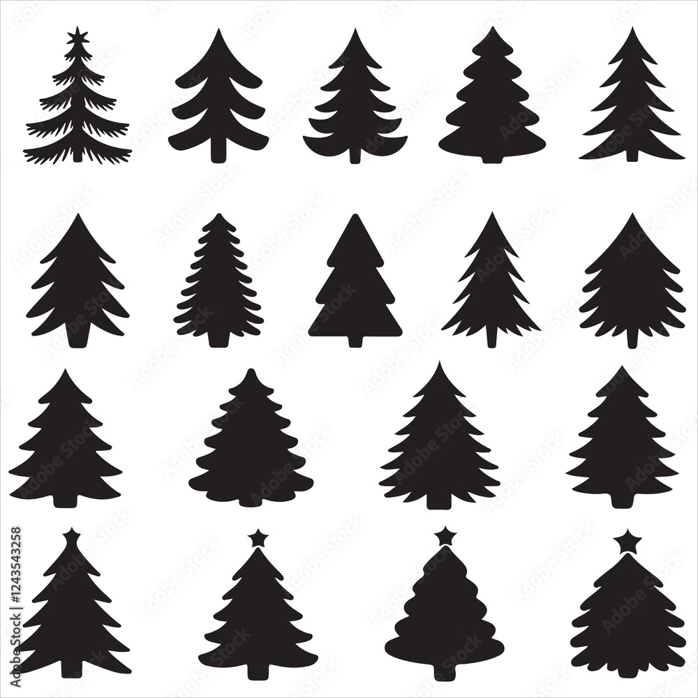 Obraz premium set of Christmas tree silhouette 