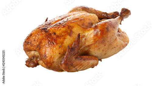 Roasted Chicken on White Background - Isolated, Crispy, Golden Brown, Clipping Path, PNG Transparent Layer photo