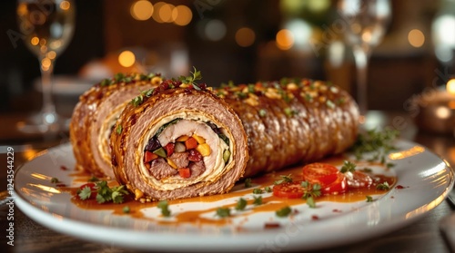 Rocambole de Carne Meat Roll, Brazilian Restaurant Food Menu Photography