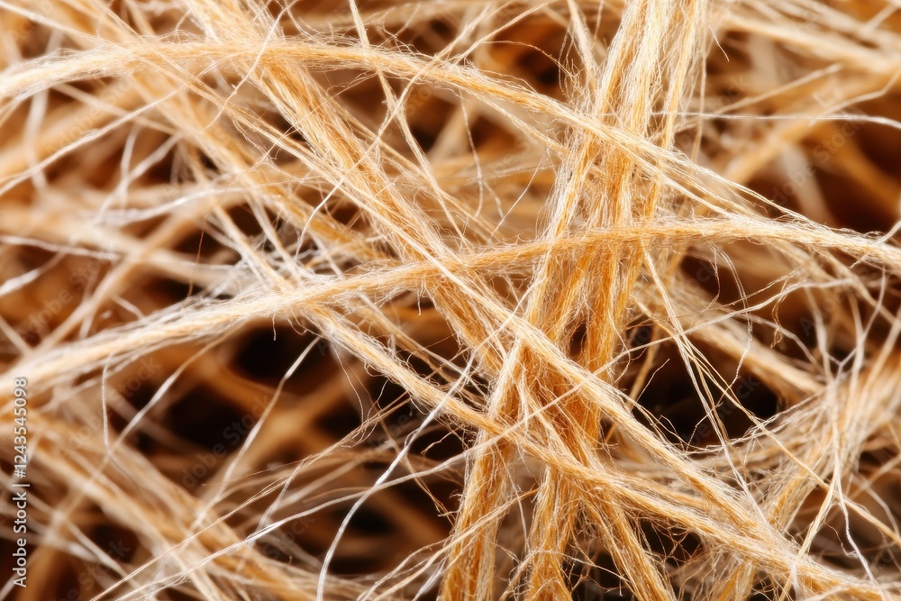 Close-Up View of Natural Fiber Strands in Warm Neutral Tones Close-Up View of Natural Fiber Strands in Warm Neutral Tones