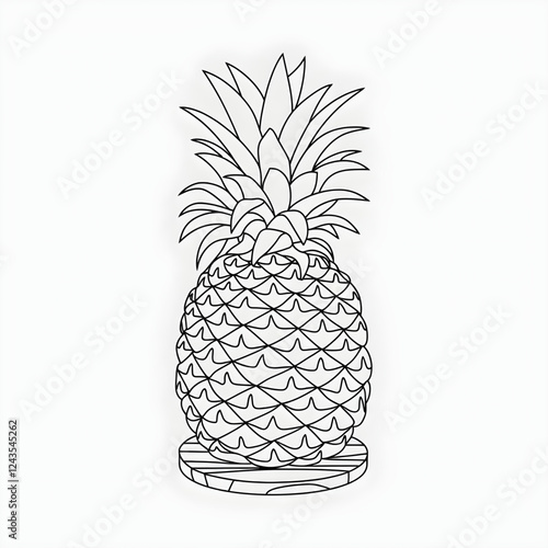 A line art pineapple illustration of a coloring page