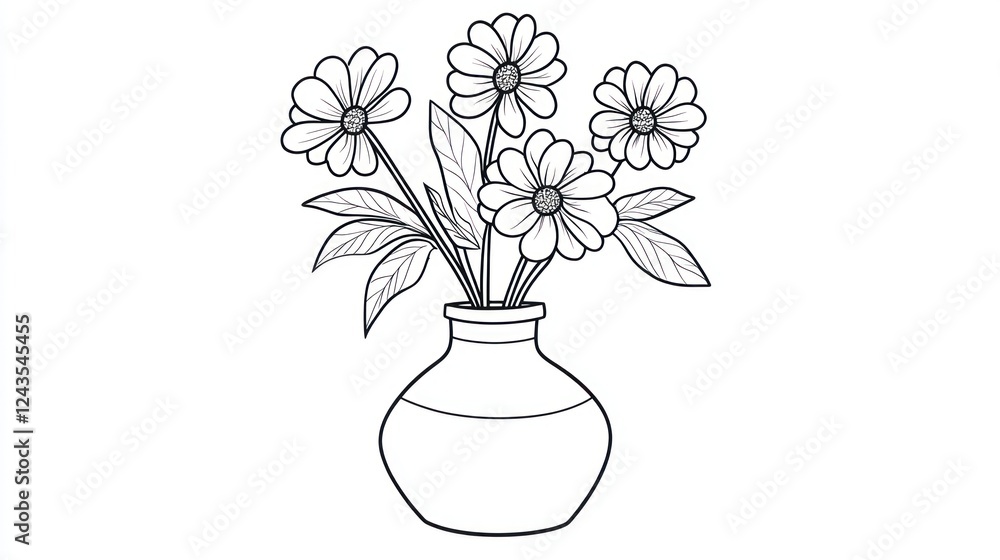Simple line drawing of flowers in vase (1) Simple line drawing of flowers in vase (1)