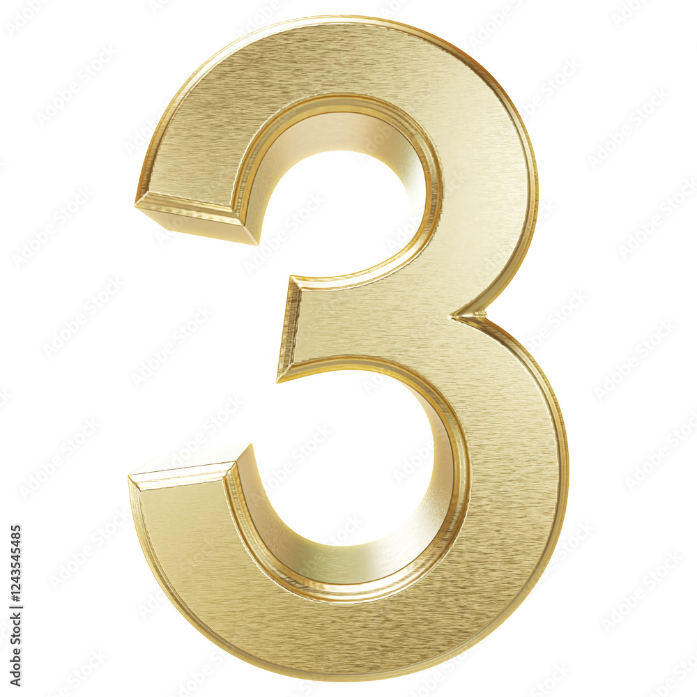 3D Golden Number 3 3D Golden Number 3