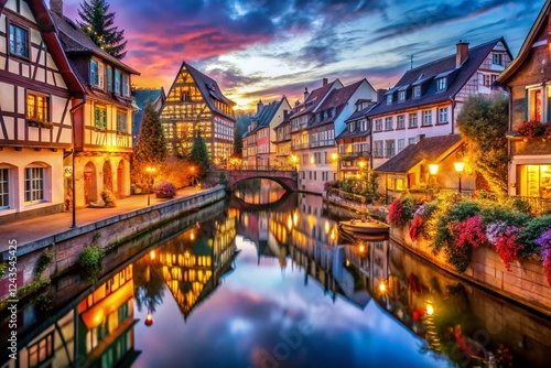 Fototapeta Naklejka Na Ścianę i Meble -  Magical Christmas Lights in Colmar, Alsace, France - Long Exposure Photography