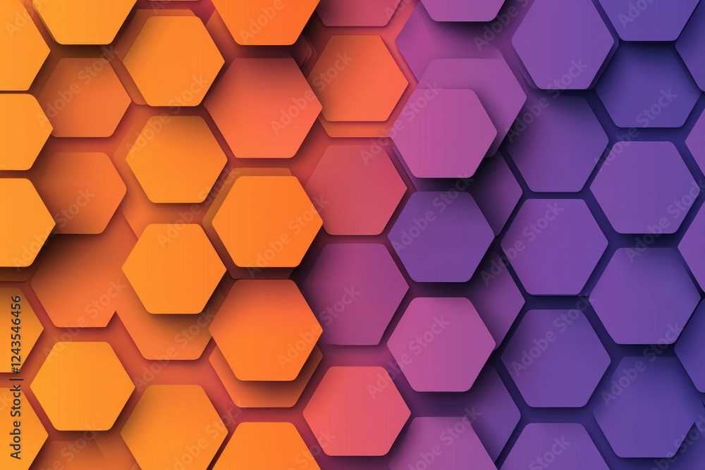 Vibrant Hexagonal Grid Pattern with Gradient Honeycomb Design in Orange and Purple Vibrant Hexagonal Grid Pattern with Gradient Honeycomb Design in Orange and Purple