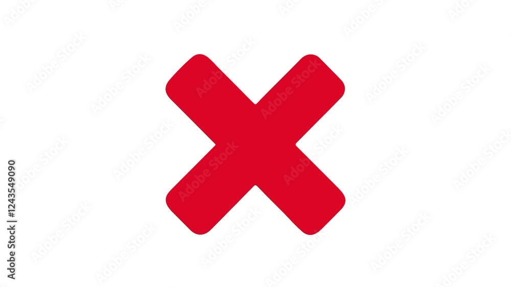 Red cross mark icon sign symbol animation video isolated on white background. Red cross mark icon sign symbol animation video isolated on white background.