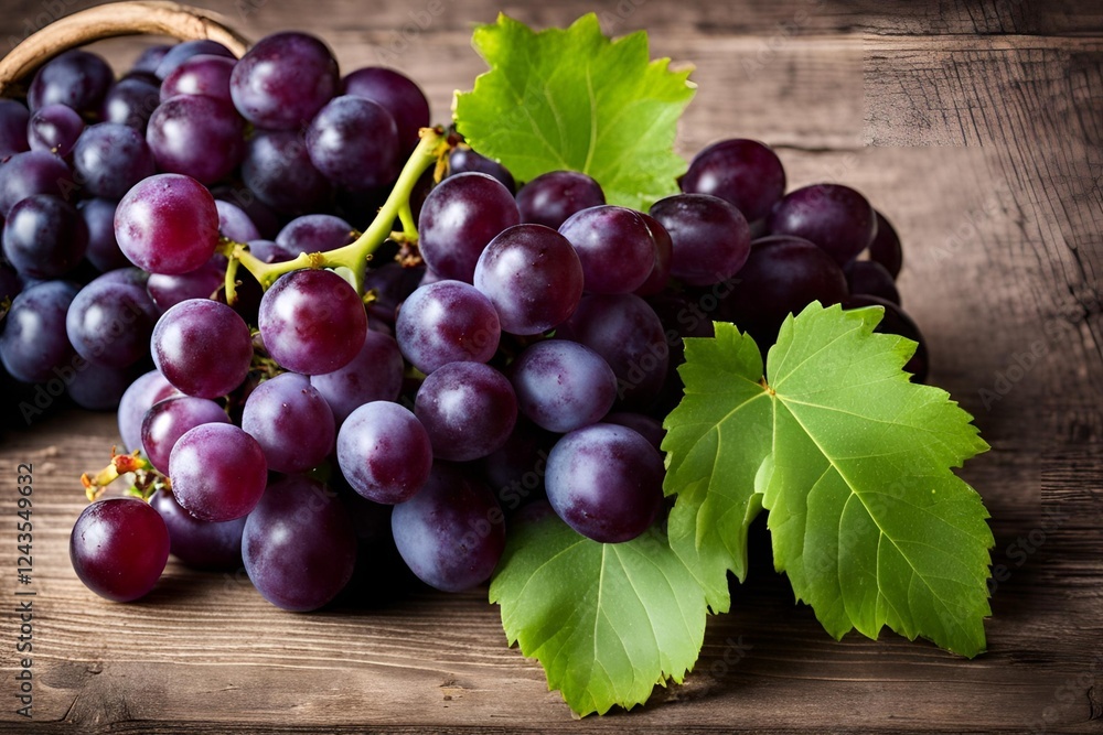 Fresh purple grapes on wood table Fresh purple grapes on wood table