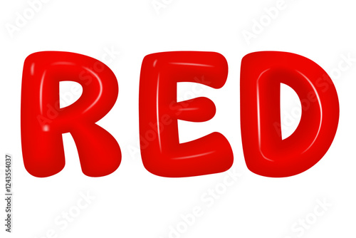 Red font  lossy letters in cartoon style. Fonts voluminous inflated from balloon