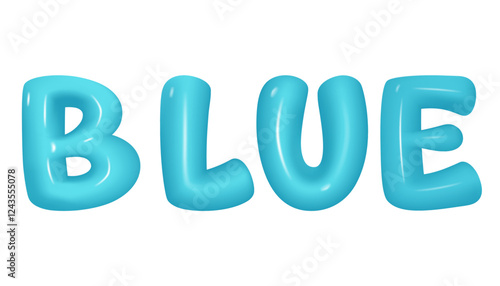 Blue Font  Glossy letters in cartoon style. Fonts voluminous inflated from balloon