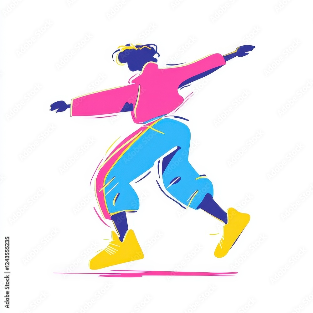 Obraz premium Colorful Abstract Illustration of a Person Skating with Joyful Style