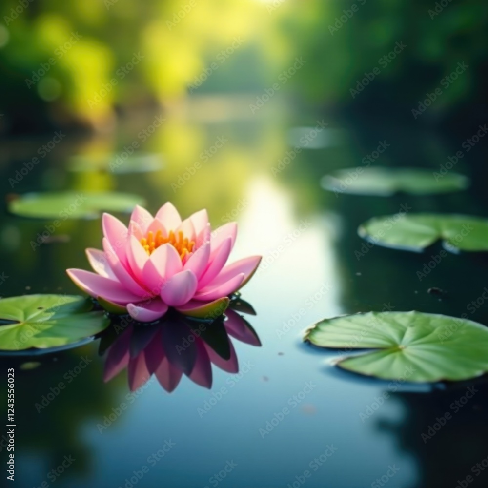 Water lilies float on the surface of the river, river, calm, peaceful Water lilies float on the surface of the river, river, calm, peaceful