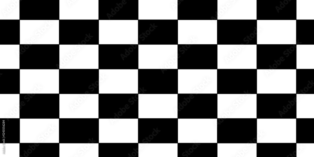 Fototapeta premium Black and white checkered pattern background vector presentation design. Chess design or race flag, black and white fabric cloth is waving. Wavy monochrome background. square checker tablecloth.