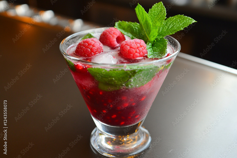 Summer berry cocktail with raspberry and mint Summer berry cocktail with raspberry and mint