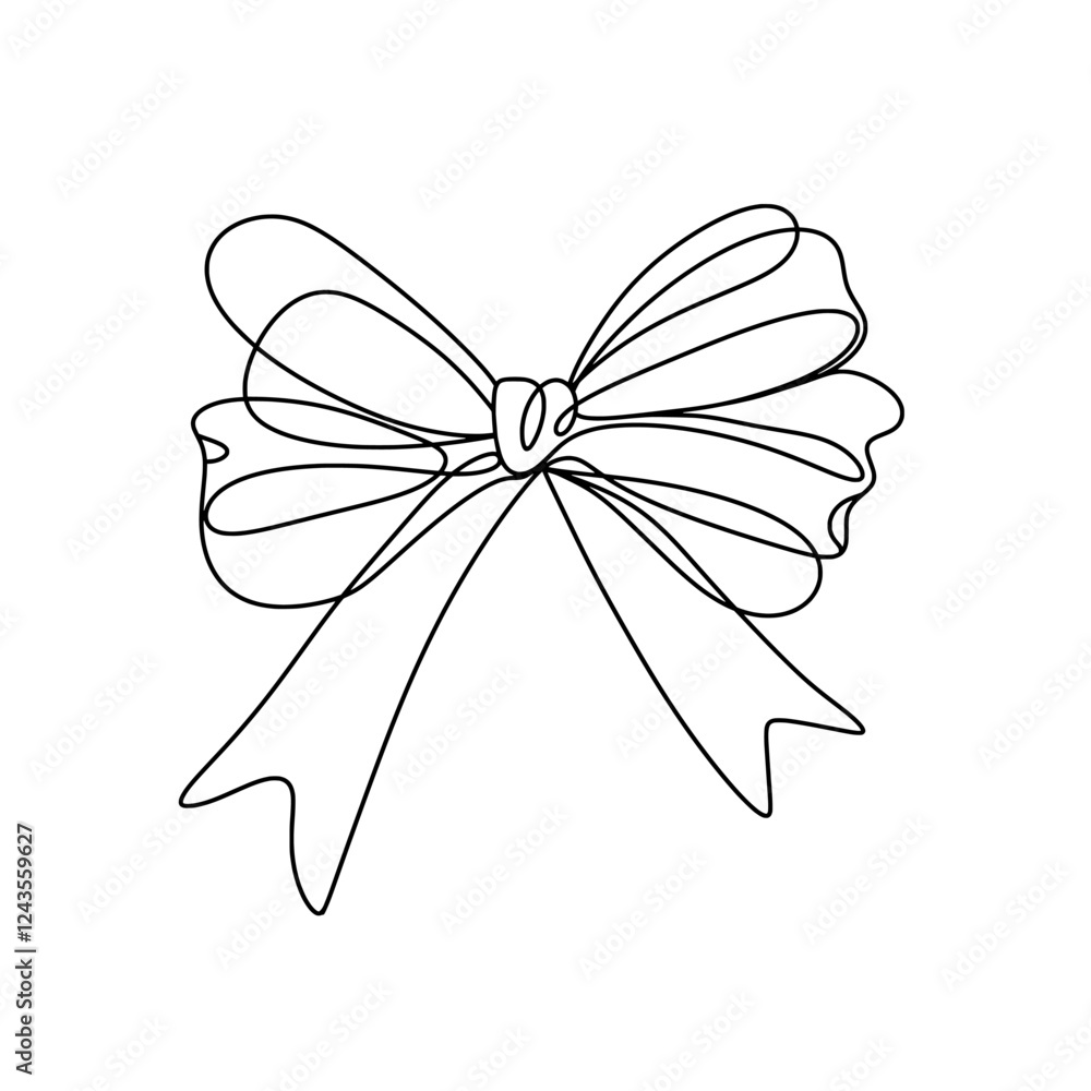Ribbon bow in line art style. Vector illustration for desing. Ribbon bow in line art style. Vector illustration for desing.