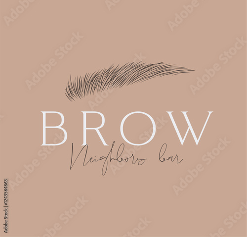 Obraz na płótnie Brow label design with lettering neighbors bar drawing in art line style on beige background w salonie