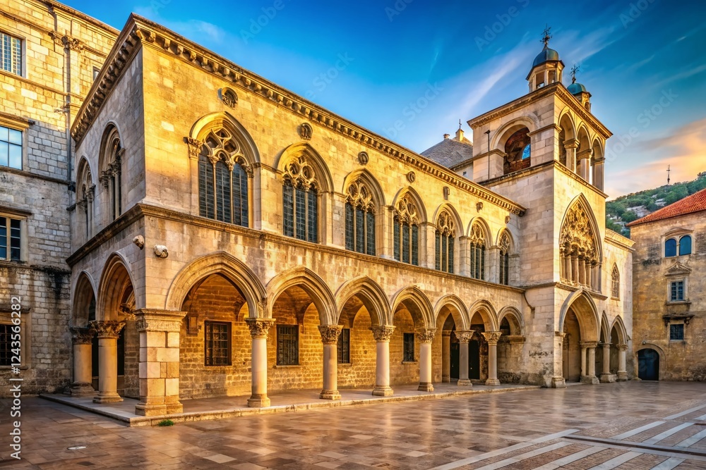 Fototapeta premium Minimalist Dubrovnik Old Town Rector's Palace Architecture, Croatia