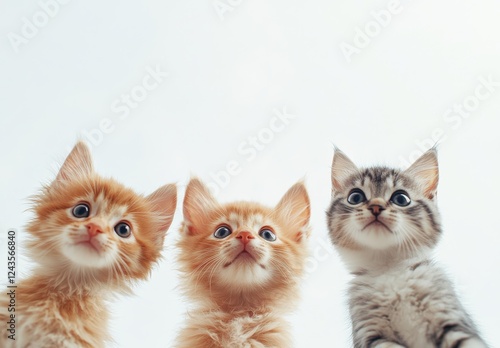 Wallpaper Mural Three Adorable Kittens with Wide Eyes and Playful Expressions Against a Light Background Torontodigital.ca