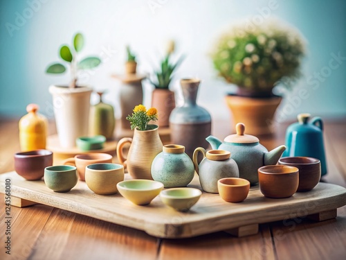 Wallpaper Mural Minimalist Neutral Ceramic Flat Lay Still Life, Tilt-Shift Photography Torontodigital.ca