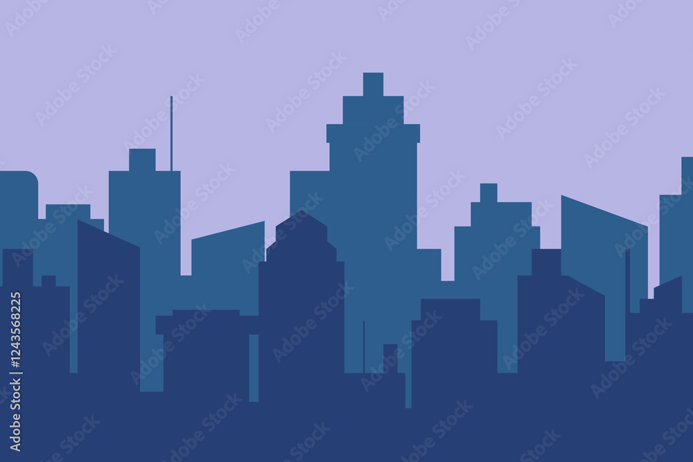 Fototapeta premium City skyline vector illustration. Urban landscape cityscape in flat style. City silhouette. Cityscape backgrounds. Daytime city skyline.