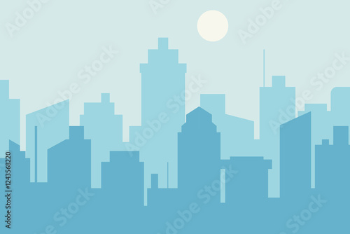 City skyline vector illustration. Urban landscape cityscape in flat style. City silhouette. Cityscape backgrounds. Daytime city skyline.