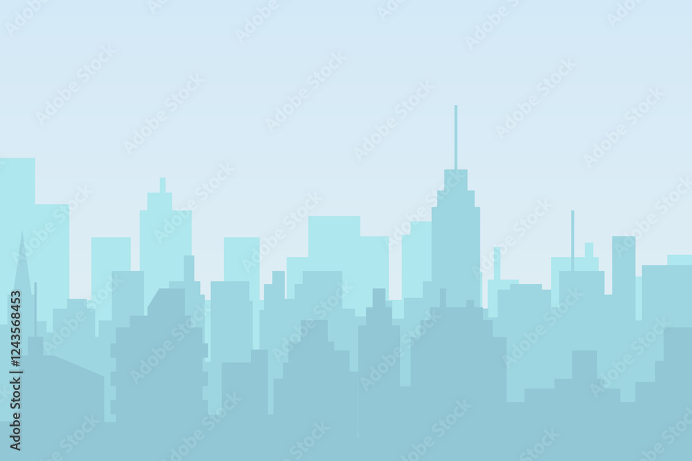 Naklejka premium City skyline vector illustration. Urban landscape cityscape in flat style. City silhouette. Cityscape backgrounds. Daytime city skyline.