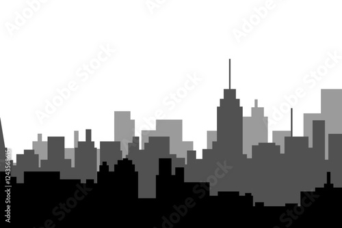 City skyline vector illustration. Urban landscape cityscape in flat style. City silhouette. Cityscape backgrounds. Daytime city skyline.