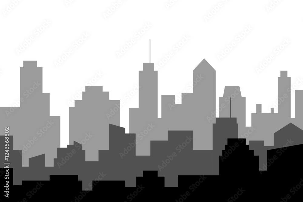 Naklejka premium City skyline vector illustration. Urban landscape cityscape in flat style. City silhouette. Cityscape backgrounds. Daytime city skyline.