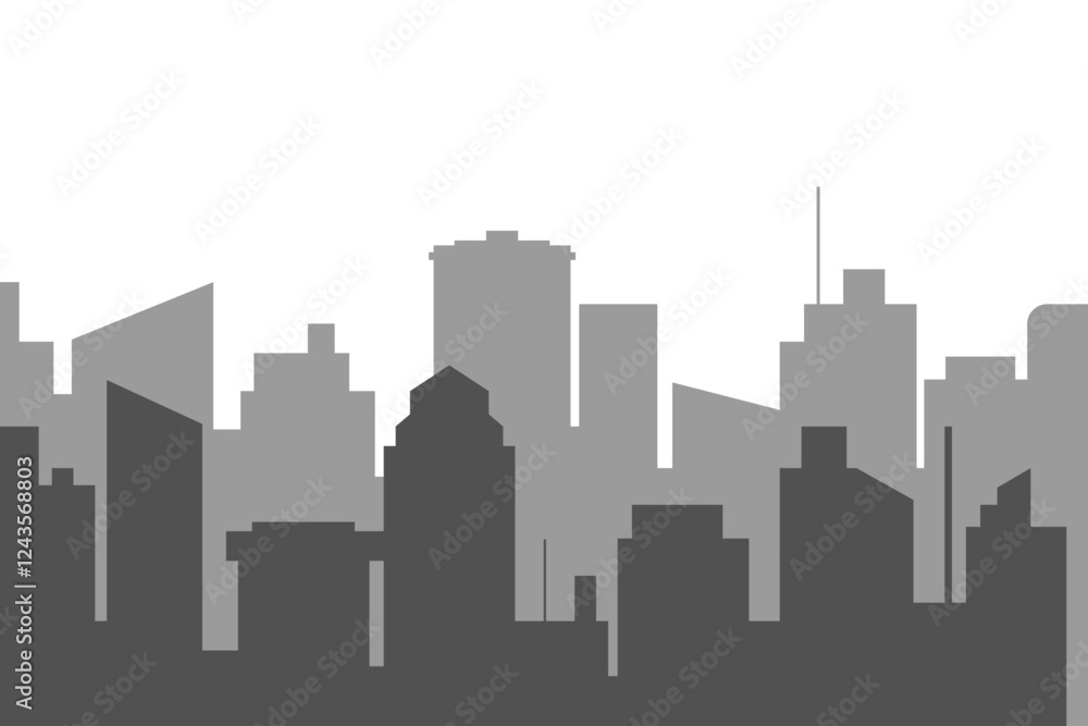 Naklejka premium City skyline vector illustration. Urban landscape cityscape in flat style. City silhouette. Cityscape backgrounds. Daytime city skyline.