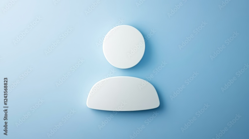 Minimalist blue background with two smooth white oval shapes study in abstract design Minimalist blue background with two smooth white oval shapes study in abstract design