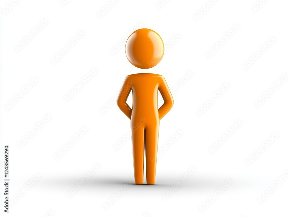 Orange figure against minimalist white backdrop study in contrast and simplicity Orange figure against minimalist white backdrop study in contrast and simplicity