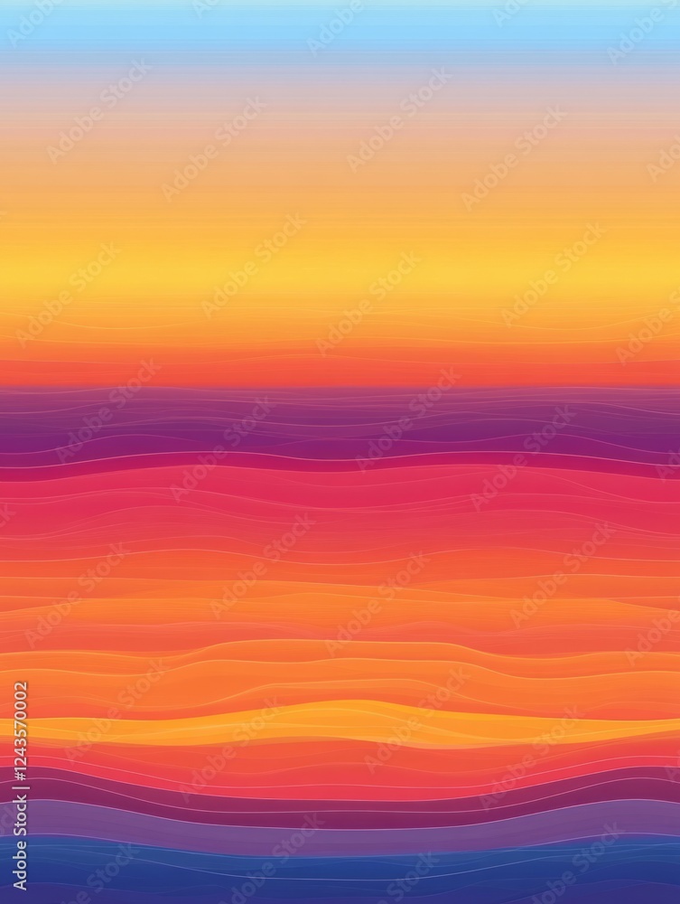 Fototapeta premium Abstract Sunset Landscape With Wavy Horizontal Stripes