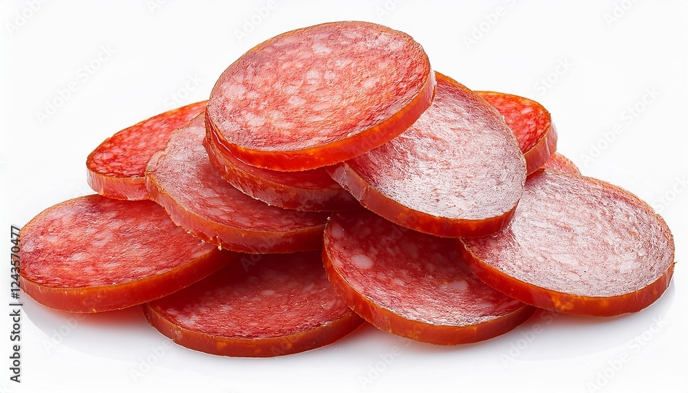 salami slices isolated on white salami slices isolated on white