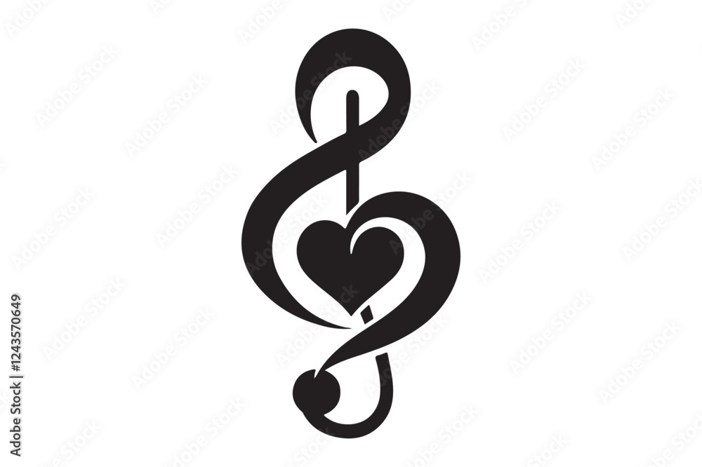Fototapeta premium Heart music note logo
