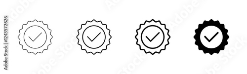 Approved icon vector isolated on white background. Certified Medal Icon vector. check mark