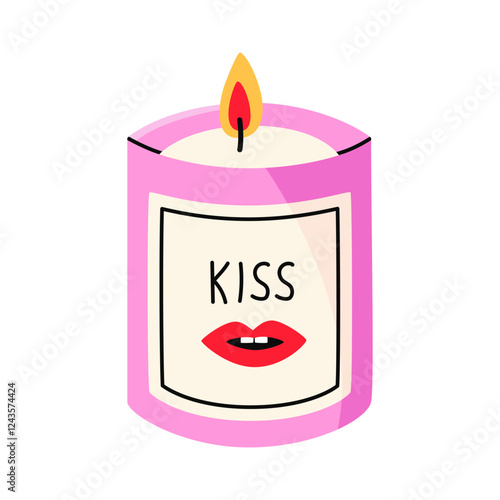 Burning candle in glass jar
