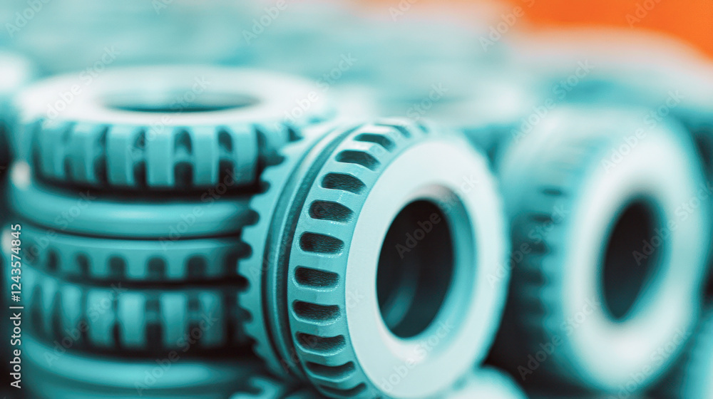 Industrial technology engine component manufacturing process close-up Industrial technology engine component manufacturing process close-up