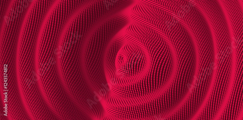 3D wavy background with ripple effect. Grid surface with particle. Vector illustration for cover, card, postcard, interior design, banner, poster, brochure or presentation.