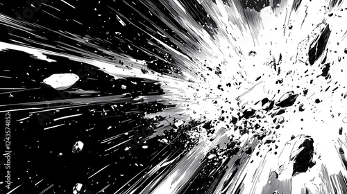 Captivating black and white comic wallpaper featuring strong linework bold contrast and dynamic manga inspired action strokes creating a striking and visually compelling abstract design