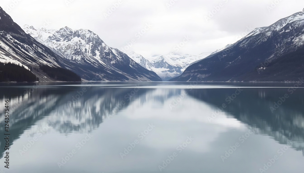 Serene Lake with Reflections of Snow-Capped Mountains Serene Lake with Reflections of Snow-Capped Mountains