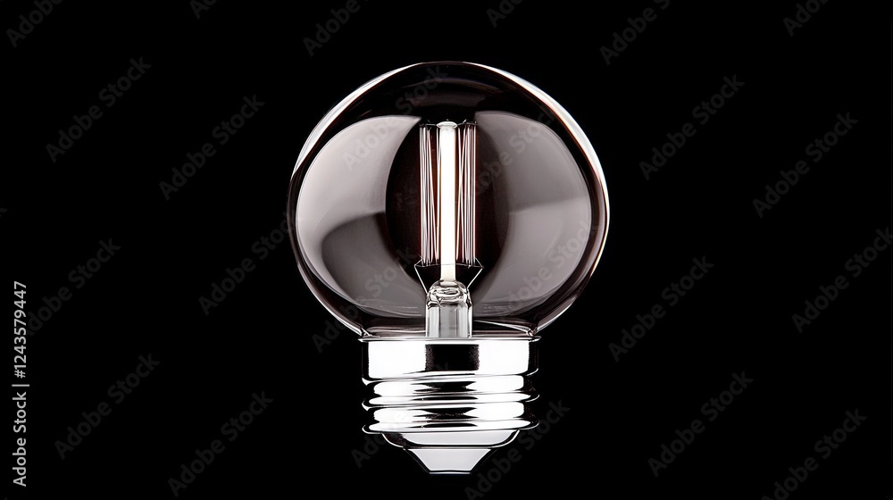 Classic Light Bulb on Black Background with Reflection and Shadows Classic Light Bulb on Black Background with Reflection and Shadows