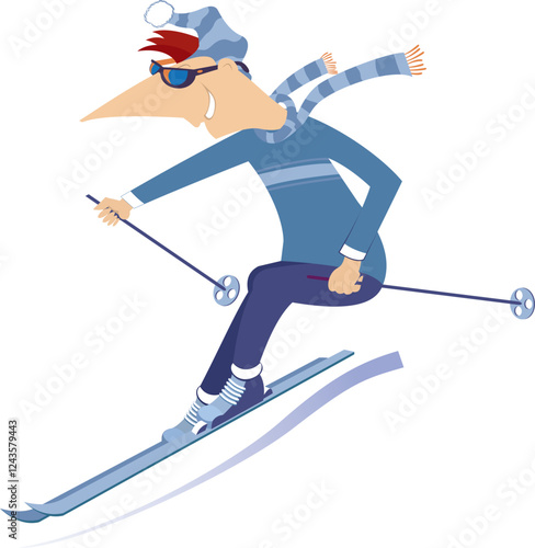 Skiing young man. 
Winter sport. Young skier man. Isolated on white background
