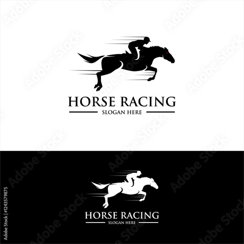 horse racing riding logo vector